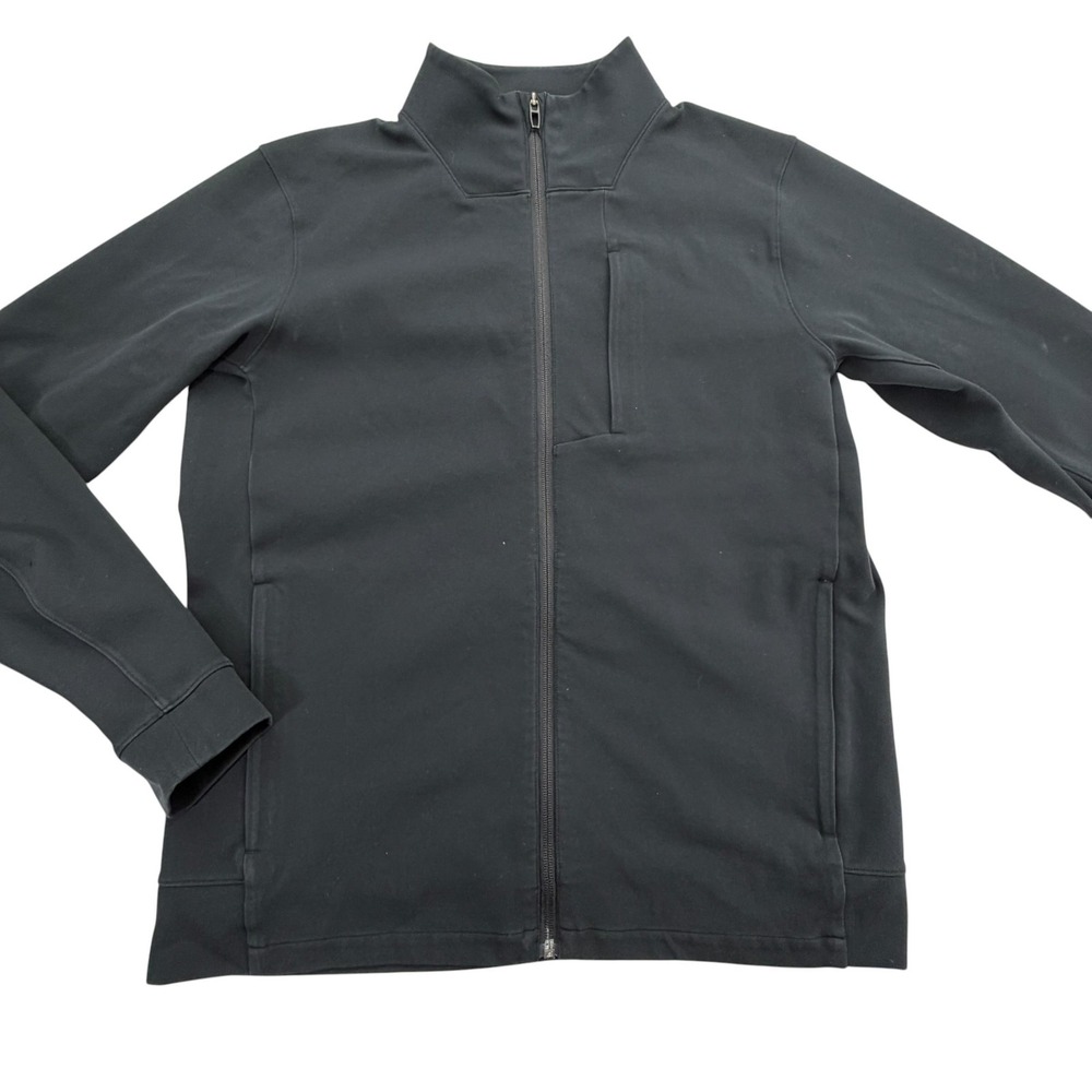 Lululemon Sojourn Jacket Mens Large Black Warpstreme Full Zip Track Logo LM3CZO